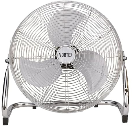 Floor Fan – High Velocity Chrome Metal Air Circulator with Adjustable Tilt & 3 Speed Settings | Heavy Duty Grow, Greenhouse Room, Hydroponic & Industrial Ventilation Fan (12 Inch)