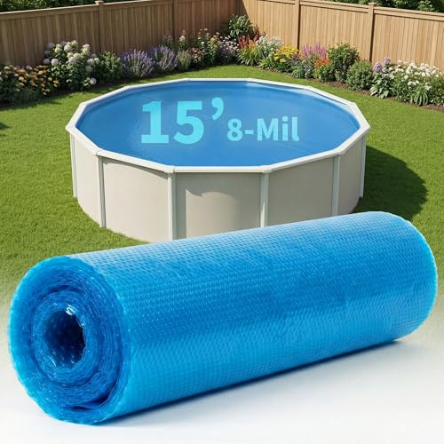 Blue Wave 15-ft Round Solar Pool Cover 8-Mil Blue – Solar Cover for Above Ground Pool, Thermal Bubble Blanket for Heat Retention & Reduced Evaporation