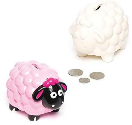 Baker Ross AC645 Keramik-Spardosen Flauschiges Schaf(2 Stück)