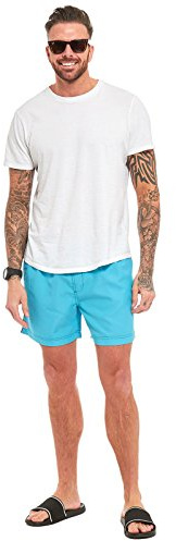 MyShoeStore Mens Swim Shorts Boys Mesh Lining Swimwear Swimming Board Running Sports Gym Summer Holiday Beach Surf Surfing Lined Short Casual Comfort Fit Trunks Pants with Pockets(Turquoise,M)