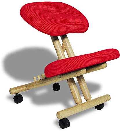 cinius Ergonomischer Stuhl Orthopädischer Kniestuhl Computerstuhl Kniehocker Stoff Natural/Rot Farbe