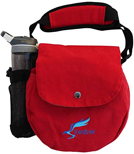 Kestrel Discgolftasche | passend für 6-10 Scheiben + Flasche | für Anfänger und Fortgeschrittene Disc Golf Spieler | Extrem strapazierfähiges Canvas | Disc Golf Bag Set | Kleine Disc Golf Tasche (rot)