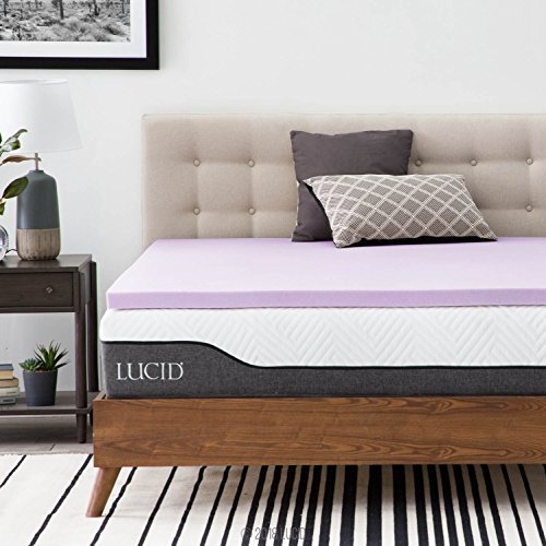 LUCID Foam Mattress Topper-Ventilated Design, Lavender Infused Memory, 2 inch