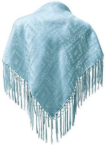 Seidentuch Dirndl-Trachtentuch Tuch 75 x 75cm Dirndltuch 100% Seide Fransentuch für Tracht Trachtenseidentuch mit Fransen Schultertuch Halstuch silk clouth beste Qualität, Farbe:hellblau