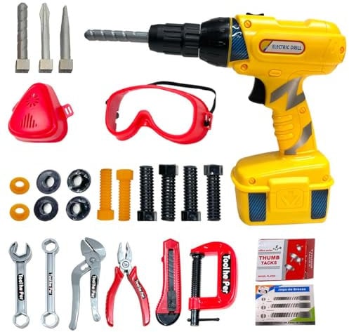 Kids Tool Set with Battery Operated Drill Pretend play Construction Toys Building Toys Engineering Toy Kit, Ideal Educational Gift Learning Set