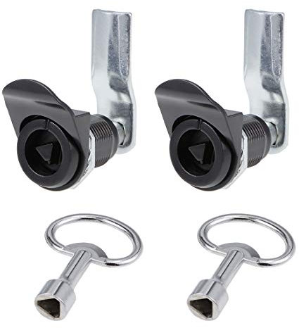 sourcing map Lot de 2 serrures à came triangulaires de 3,8 cm de longueur pour panneau jusqu'à 1,9 cm d'épaisseur Noir