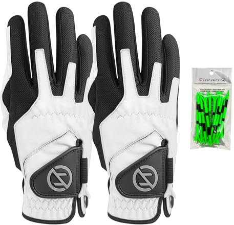 Zero Friction Herren Kompressions-Passform Synthetisch Rechte Hand Universal-Passform Golfhandschuh 2 Packung, Einheitsgröße, Weiß