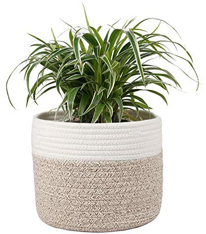 Oradrem - Petit panier en corde de coton tissée pour pot de fleurs de 20,3 cm - panier organiseur de plantes de 19 x 21,6 cm (H x l)