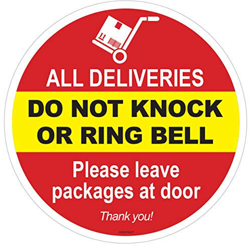 Please Do Not Knock or Ring The Bell Decal | Leave Package at Door Sign | Warning Sticker | Home Decor | Vinyl Static Cling Decal | Do Not Ring or Knock Sign |Inside Outside Removable | 6 inch. (1)