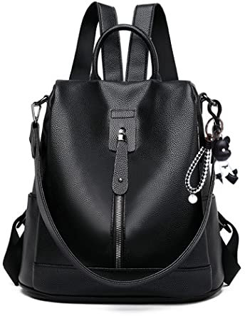 BUKESIYI Damen Tasche Rucksack Handtasche Frauen Backpack Klein Anti Diebstahl Schulrucksack Laptop Weekender PU Leder CCDE78158 Schwarz