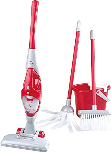 PlayGo Set de aspiradora 2 en 1 con aspirador de mano, cubo y escoba