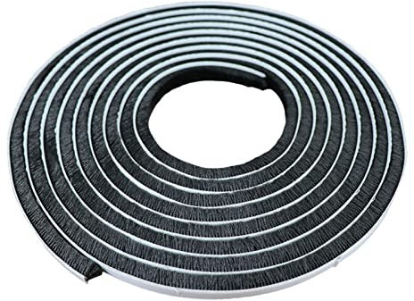 LdawyDE Joint brosse porte coulissante, 5 m Bande de Brosse Isolant Auto-Adhésif Anti-Poussière Coupe-Vent Anti-Bruit Coupe-Vent, Gardez lintérieur Confortable