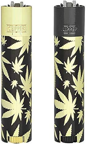 Clipper Flint Metall Metal Lighter Feuerzeug Geschenkbox Large Classic + All u Need Flaschenöffner Keyring (2-Set Black & Gold Leaf)