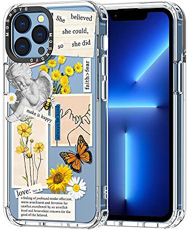 MOSNOVO für iPhone 13 Pro Max Hülle – Durchsichtige, schlanke, stoßfeste TPU+PC-Handyhülle, [6,6 Fuß Fallschutz/Anti-Abziehen] - Vintage-Collage-Kunst