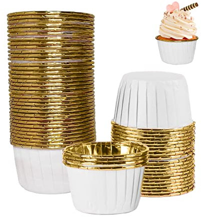 60 Stück Cupcake Muffin Förmchen aus Aluminiumfolie, Muffinförmchen Papier, Muffin Backförmchen papier Cupcake-Hüllen, Einweg-Backbecher für Geburtstage Hochzeiten Partys Muffinform