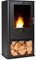blumfeldt Fiamme Cantal - Camino a Etanolo, Bruciatore in Acciaio Inox con 1,2 L di Volume, Fino a 6 h di Combustione Inodore e Senza Residui, Vano per la Legna, con Copertura, Nero