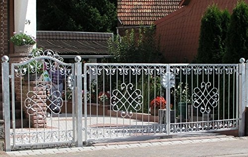 Eingangsanlage Gartentor Hoftor Tor Metall Schmiedeeisen Monaco-GFT500/120S Verzinkt PREMIUM mit Tür P.-Set 100 500 cm 5m Doppelflügeltor
