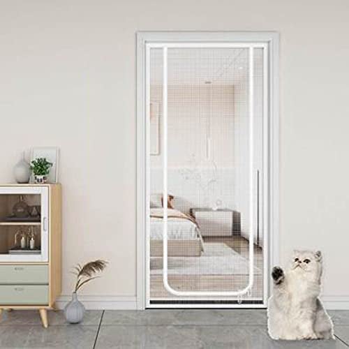 TONGha Custom Screen Door Anti-mosquito Fly Screen Mesh Self-adhesive Door Balcony Mesh Netting with Zipper Anti-Tearing Zip Door Net