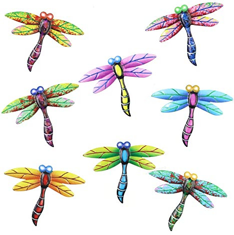 Chihutown 8-Piece Metal Dragonfly Wall Art - Indoor/Outdoor Decor