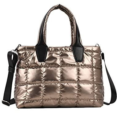 GLOD JORLEE Stilvolle Puffertasche für Damen, weiche und wasserdichte kleine Tragetasche für die tägliche Freizeit, Champagner, Small
