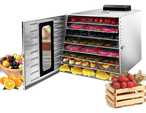 220V 8 Trays Stainless Steel Food Dehydrator BPA Free,Pet Snacks Dehydration Dryer Fruit Vegetable Herb Meat Electric Drying Machine