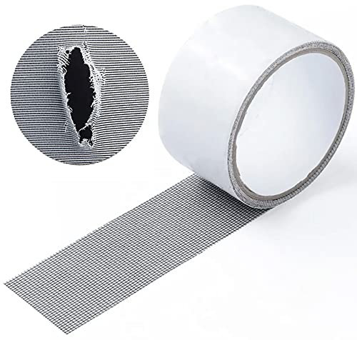 EGLEMTEK Nastro Adesivo Ripara Zanzariere Per Riparare Zanzariera Porta Finestra Zanzariera A Rullo Kit Riparazione In Fibra Di Vetro Per Tenda 5 x 200 Cm Colore Grigio
