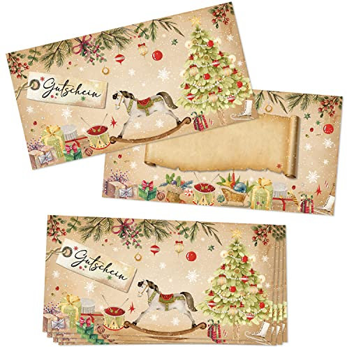 Logbuch-Verlag 10 Gutscheine Weihnachten zum Beschriften Weihnachtsgutschein DIN lang Kunden Kosmetik Friseur Gutscheinkarten 21 x 10,5 cm