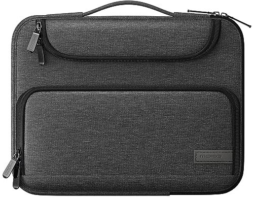 MoKo 12,9 Zoll Tablet Tasche, Tragetasche aus Polyester Schutztasche mit Einziehbarer Griff, Tablet Hülle Kompatibel mit iPad Pro 12.9 M2 2022/2021/2020/2018, Schwarz+Grau