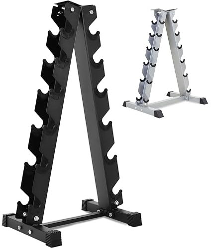 FK Sports Dumbbell Rack Storage Stand Tree 3tier, 5tier, 6tier, 9tier Hex Vertical Weight Wide Home Gym fitness | Dumbbells Holder Home Fitness Weight Rack Durable Steel (6 Tier Black Rack)
