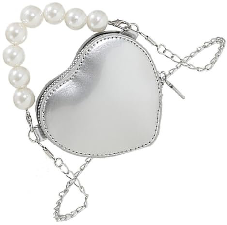 PACKOVE Herzförmige Kettentasche Für Damen Kleine Schultertasche Handtasche Für Frauen Und Mädchen Abendtasche Einkaufstasche