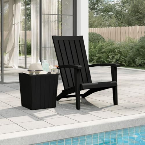 ARKEM Adirondack-Gartenstuhl Schwarz Polypropylen Loungesessel Outdoor Balcony Furniture Gartenliege Wetterfest Outdoor Garten Stuhl
