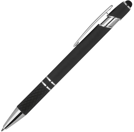 Touchpen Kugelschreiber aus Metall / mit Muster / Farbe: schwarz
