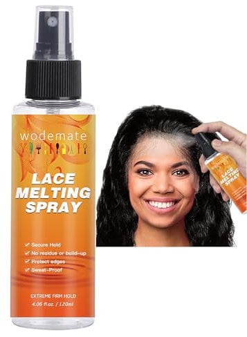 Lace Melting Spray for Wigs - Wig Glue Lace Front - Strong Hold Invisible Bonding Adhesive Hair glue - Waterproof Latex-Free & Oil-Resistant Hair Extension Glue for Closure Wigs