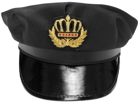 iEFiEL Unisex Polizeimütze Yacht Kapitän Hut Kapitänsmütze Offizier Hut Cop Cap für Polizei Cosplay Mottoparty Halloween Karneval Kostüm Zubehör Typ C One Size
