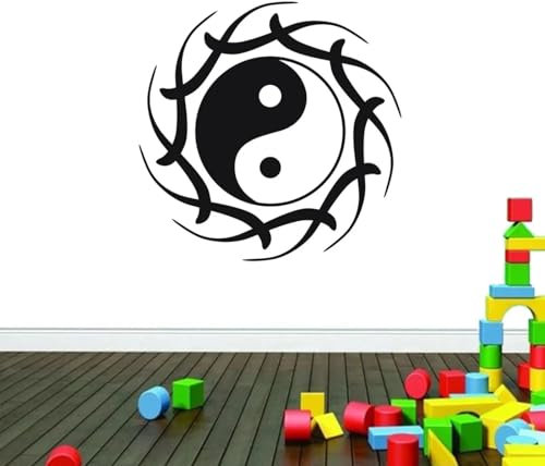 MIXUEXUNLU Yin Yang Tai Chi Wandtattoo Buddha Yin Yang Lotus Meditation Schlafzimmer Wohnzimmer Yoga Zimmer Vinyl Wandaufkleber Home Decor Art Aufkleber