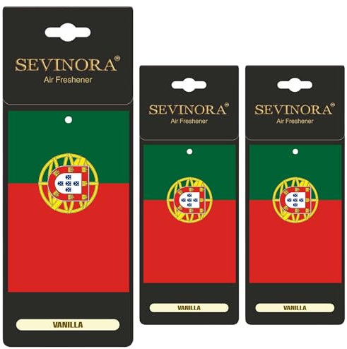Lot de 3 désodorisants pour voiture - Drapeau du Portugal - Parfum vanille - Parfum d'intérieur - Tuning - Football (Portugal)
