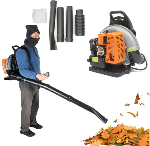 63CC 6800r/min Soffiatore a Scoppio, soffiatore portatile a 2 tempi a velocità regolabile, soffiatore da giardino leggero con serbatoio da 1,8 L