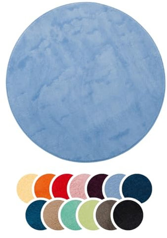 liebling Badteppich, 100% Polyester - Mikrofaser, Serie Santos, Ø 110 cm,1500 g/m², 30 Grad waschbar, Farbe: blau