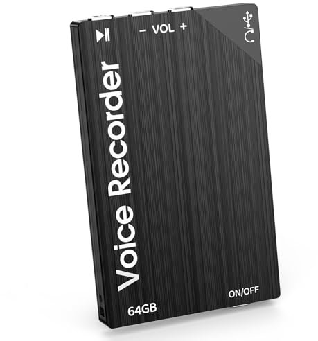Voice Recorder - 64GB Digital Voice Recorder 750 Hours Recording Capacity Recording Device with Playback,Can Be Use as MP3 Suitable for Meetings Lectures Black (black)