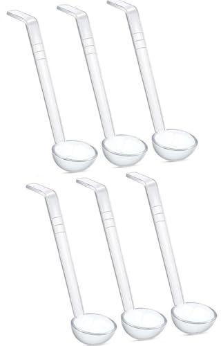Lot de 6 petites louches transparentes de 20,5 x 5,5 cm, 28,3 g pour sauce, bol à punch en plastique, cuillères de service pour vinaigrette, soupe, cocktail, sauce, jus de fruits, fête, banquet,