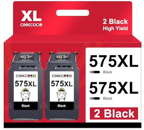 CINKCOCO PG-575XL Druckerpatronen 575XL 575 XL Tintenpatronen Wiederaufbereitung für Canon 575 Druckerpatronen für Canon PIXMA TS3550i TR4750i TR4751i TS3551i Drucker (2 Schwarz)