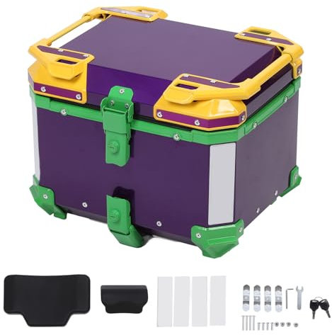 Luocute Top Case de Moto 45L, Coffre Arrière étanche à Dégagement Rapide en Alliage D'aluminium avec Verrou de sécurité, Top Case de Moto pour Bagages de Casque pour Scooter, Moto