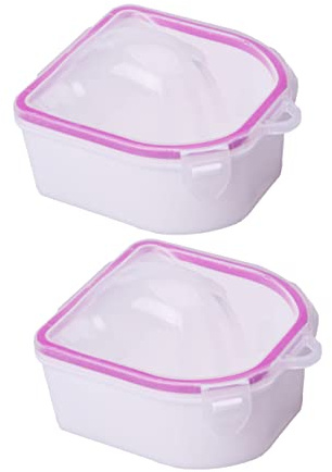 SKISUNO 2Pcs Nail Soaking Bowl for Manicure Use, ABS Material with Softening Cuticles and Polishing Function, for DIY Manicure and Nail Salons, White Colour with Simple Appearance