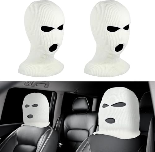 DINGFENG 2 Auto Sitzbezüge Kopfstütze lustig Autozubehör Masken Bezug | Universeller Kopfbedeckung weich kuschelig für alle Autositze passend