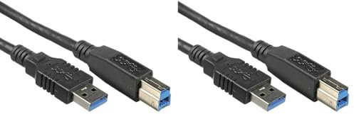 PremiumCord Cable de Conexión USB 3.0 A-B Super Speed ​​5m, Cable de Datos Superspeed ​​hasta 5Gbit/s, Cable de Carga, USB Tipo A Macho a USB Tipo B Macho, 9pin, Color Negro, Longitud 5m