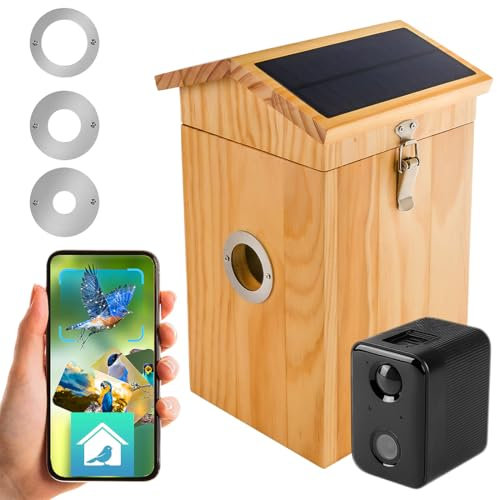 Spacetronik Nistkasten mit Kamera Wi-Fi, Smart Vogelhaus mit Kamera, Solarenergie, Nistkästen für Vögel, Nachtsichtfunktion, Full-HD Auflösung, Mikrofon, Aufnahme, Kompatibel mit Smartphone-App