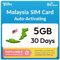 Malaysia SIM-Karte | 5GB Super Economy Nachfüllplan! Automatische Aktivierung mit 30 Tagen Gültigkeit | 5G/4G-Geschwindigkeit | Hotspot erlaubt | Nur-Daten, Keine Telefonnummer