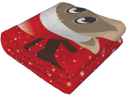 ESNAIUVCD Frohe Weihnachten, niedlicher Cartoon-Elch-Druck, weich, gemütlich, Fleece, warm, Flanell-Bettwäsche, gemütlich, leicht, warm, für alle Jahreszeiten, 101,6 x 76,2 cm, 127 x 101,6 cm, 152,4 x