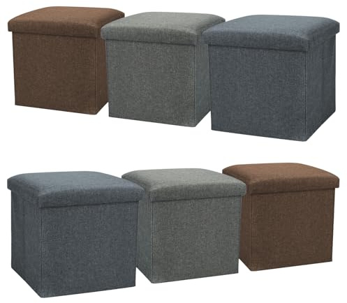 com-four® 6X Faltbarer Hocker - Sitzhocker mit Stauraum - Aufbewahrungsbox zum Sitzen - 40 L