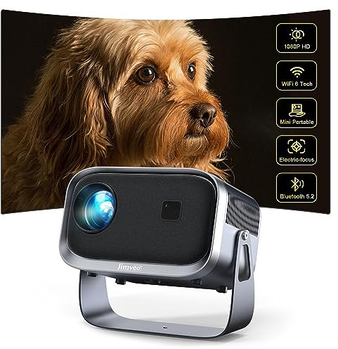 Videoprojecteur: 360° Rotating/ 3S Remote Focus/ ±45° Keystone 20000LM 1080P HD, Projecteur-Video WIFI6 Bluebooth Jimveo E18 Retroprojecteur-Portable Home Cinéma pour HDMI/iOS/Android/USB
